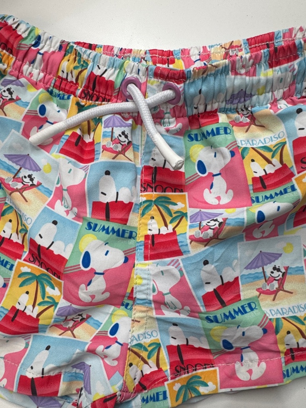 Zara Snoopy Summer Print Swim Shorts - Pink & Light Blue